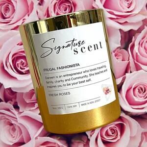 Fashionista Fresh Rose Scented Hand Poured Soy Wax Candle NWT